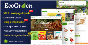 EcoGreen Multipurpose Organic Fruit Vegetables Shopify Responsive Theme