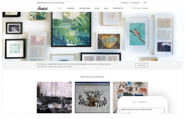 Artist Art Gallery eCommerce Clean Shopify Theme
