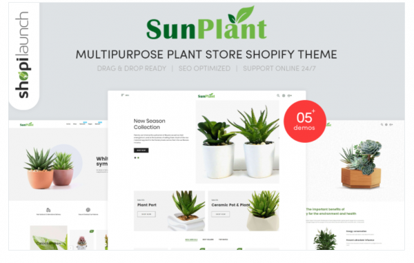 Sunplant MultiPurpose Plant Store Responsive Shopify Theme 1