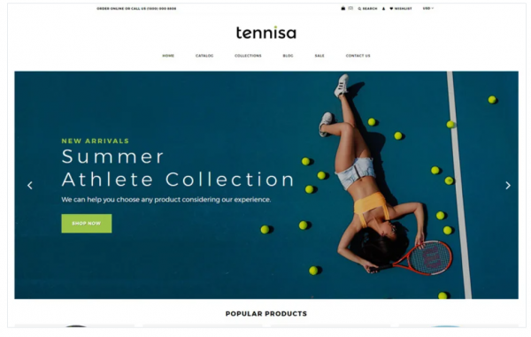 Tennisa Tennis Store Clean Shopify Theme 1