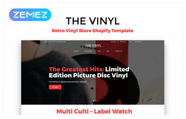 The Vinyl Music Store eCommerce Creative Shopify Theme 1