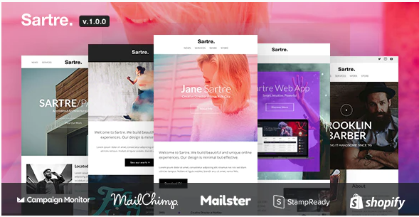 Sartre Responsive Email Toolkit 120 Sections MailChimp MailsterShopify Notifications
